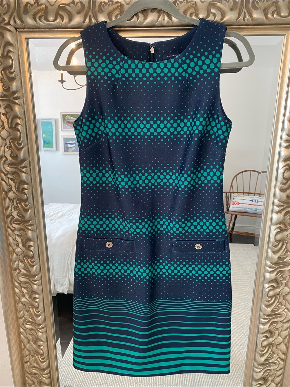 Tommy Hilfiger Navy and Green Sleeveless Dress